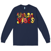 Navy softball vibes Long Sleeve Tee - MaliasSmallBusiness