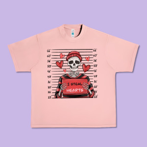 I Steal Hearts Skeleton Valentine's Day Urban Heavy Tee Designed By Maliassmallbusiness