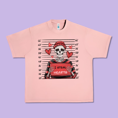 I Steal Hearts Skeleton Valentine's Day Urban Heavy Tee Designed By Maliassmallbusiness