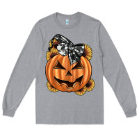 Heather Grey sunflower pumpkin Long Sleeve Tee - JahusDesignShop