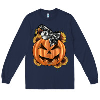Navy sunflower pumpkin Long Sleeve Tee - JahusDesignShop