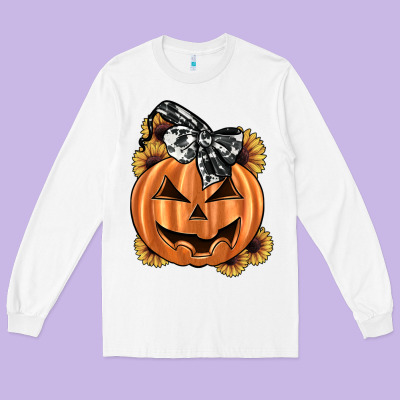 Sunflower Pumpkin Long Sleeve Tee Designed By Jahusdesignshop