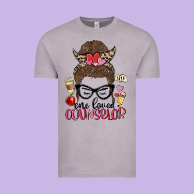 Messy Bun One Loved Counselor Vintage Tee Designed By Maliassmallbusiness