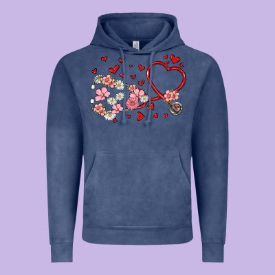 Valentine's Day Stethoscope Vintage Hoodie Designed By Maliassmallbusiness