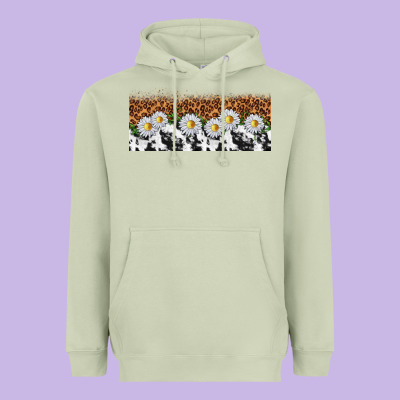 Cowhide Leopard Daisies Heavyweight Hoodie Designed By Tumblerdesignbyshophia