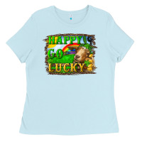 Baby Blue happy go lucky goat Ladies Tee - RanaPortraitStore