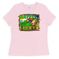 Bubblegum Pink happy go lucky goat Ladies Tee - RanaPortraitStore