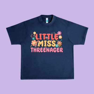 Little Miss Threenager Urban Heavy Tee Designed By Maliassmallbusiness