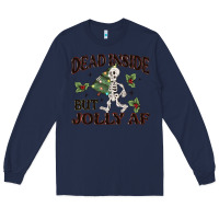 Navy dead inside but jolly af Long Sleeve Tee - MaliasSmallBusiness