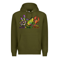 Army Green peace love crawfish mardi gras Premium Hoodie - CowGirlArtShop