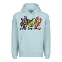 Blue Mist peace love crawfish mardi gras Premium Hoodie - CowGirlArtShop