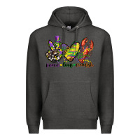 Charcoal Heather peace love crawfish mardi gras Premium Hoodie - CowGirlArtShop