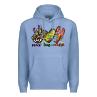 Colony Blue peace love crawfish mardi gras Premium Hoodie - CowGirlArtShop