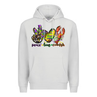 Dove Grey peace love crawfish mardi gras Premium Hoodie - CowGirlArtShop