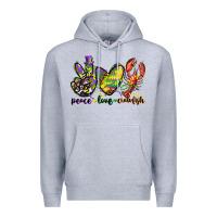 Heather Grey peace love crawfish mardi gras Premium Hoodie - CowGirlArtShop