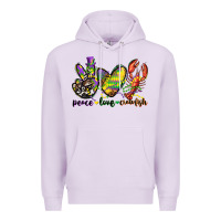 Lilac peace love crawfish mardi gras Premium Hoodie - CowGirlArtShop