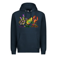 Navy peace love crawfish mardi gras Premium Hoodie - CowGirlArtShop
