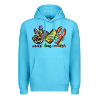Ocean Blue peace love crawfish mardi gras Premium Hoodie - CowGirlArtShop