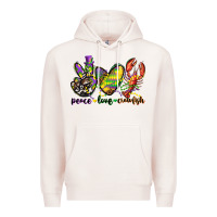 Pale Pink peace love crawfish mardi gras Premium Hoodie - CowGirlArtShop
