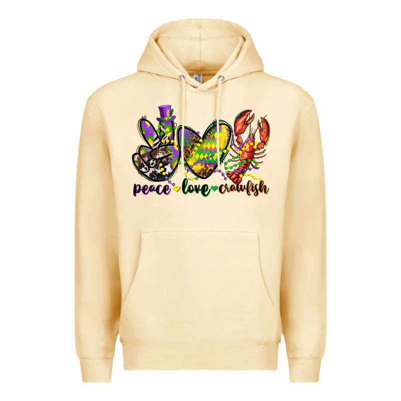 Peace Love Crawfish Mardi Gras Premium Hoodie by CowGirlArtShop | Teevron