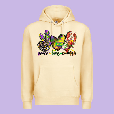 Peace Love Crawfish Mardi Gras Premium Hoodie Designed By Cowgirlartshop