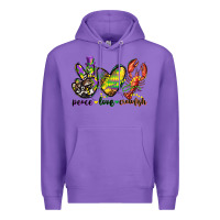 Purple peace love crawfish mardi gras Premium Hoodie - CowGirlArtShop