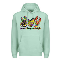 Seafoam peace love crawfish mardi gras Premium Hoodie - CowGirlArtShop