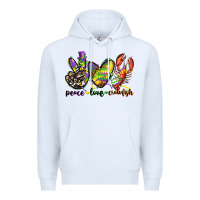 White peace love crawfish mardi gras Premium Hoodie - CowGirlArtShop