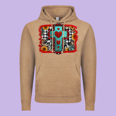 Christmas Cross With Background Vintage Hoodie Designed By Jasminsmagicworld