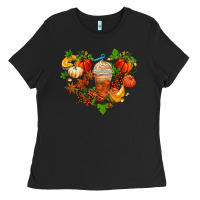Black fall pumpkin heart Ladies Tee - AdoDesignShop