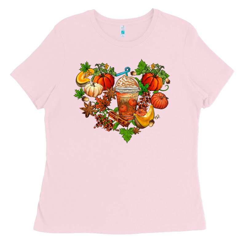 Fall Pumpkin Heart Ladies Tee by AdoDesignShop | Teevron