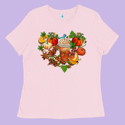 Fall Pumpkin Heart Ladies Tee Designed By Adodesignshop