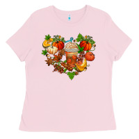 Bubblegum Pink fall pumpkin heart Ladies Tee - AdoDesignShop