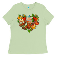 Matcha fall pumpkin heart Ladies Tee - AdoDesignShop