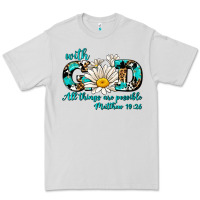 Dove Grey with god all things are possible daisy Premium Tee - AdoDesignShop