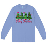 Colony Blue Merry Christmas Nurse trees Long Sleeve Tee - MaliasSmallBusiness