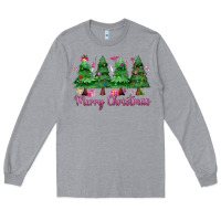 Heather Grey Merry Christmas Nurse trees Long Sleeve Tee - MaliasSmallBusiness