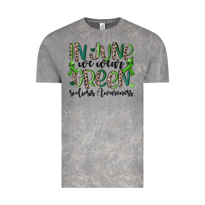 In June We Wear Green Scoliosis Awareness Vintage Tee by MaliasSmallBusiness | Teevron