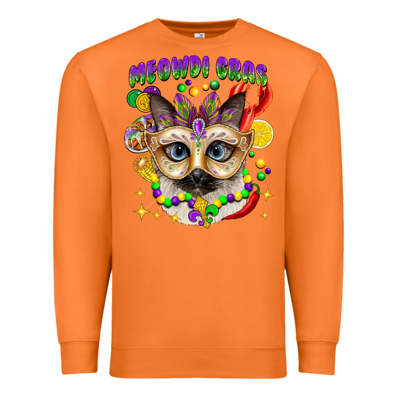 Meowdi Gras Mardi Gras Cat Premium Sweatshirt by CowGirlArtShop | Teevron