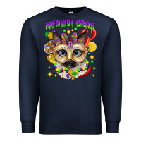 Navy meowdi gras mardi gras cat Premium Sweatshirt - CowGirlArtShop