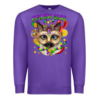 Purple meowdi gras mardi gras cat Premium Sweatshirt - CowGirlArtShop