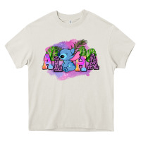 Cream aloha stitch Heavy Core Tee - AdoDesignShop