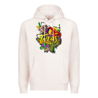 Pale Pink texas map mardi gras Premium Hoodie - CowGirlArtShop