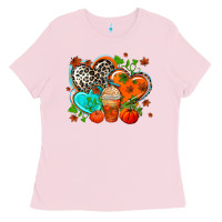 Bubblegum Pink western leopard  fall   hearts Ladies Tee - AdoDesignShop