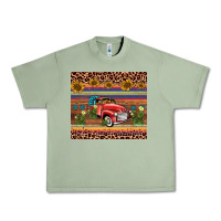 Oil Green truck sunflower leopard Urban Heavy Tee - AdoDesignShop