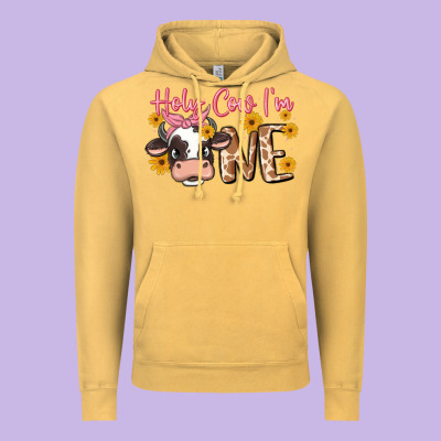 Holy Cow I'm One Vintage Hoodie Designed By Maliassmallbusiness