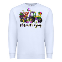 White mardi gras tractor Premium Sweatshirt - CowGirlArtShop