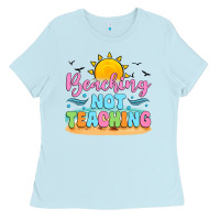 Baby Blue beaching not teaching black back Ladies Tee - JahusDesignShop