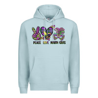 Blue Mist peace love mardi gras Premium Hoodie - CowGirlArtShop