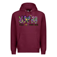 Burgundy peace love mardi gras Premium Hoodie - CowGirlArtShop